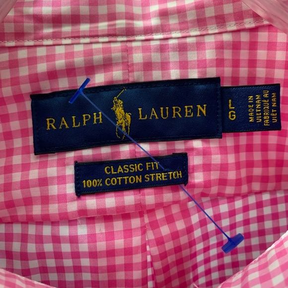 Ralph Lauren Men’s Long Sleeve Button Up Pink Checkered Shirt - Picture 2 of 7